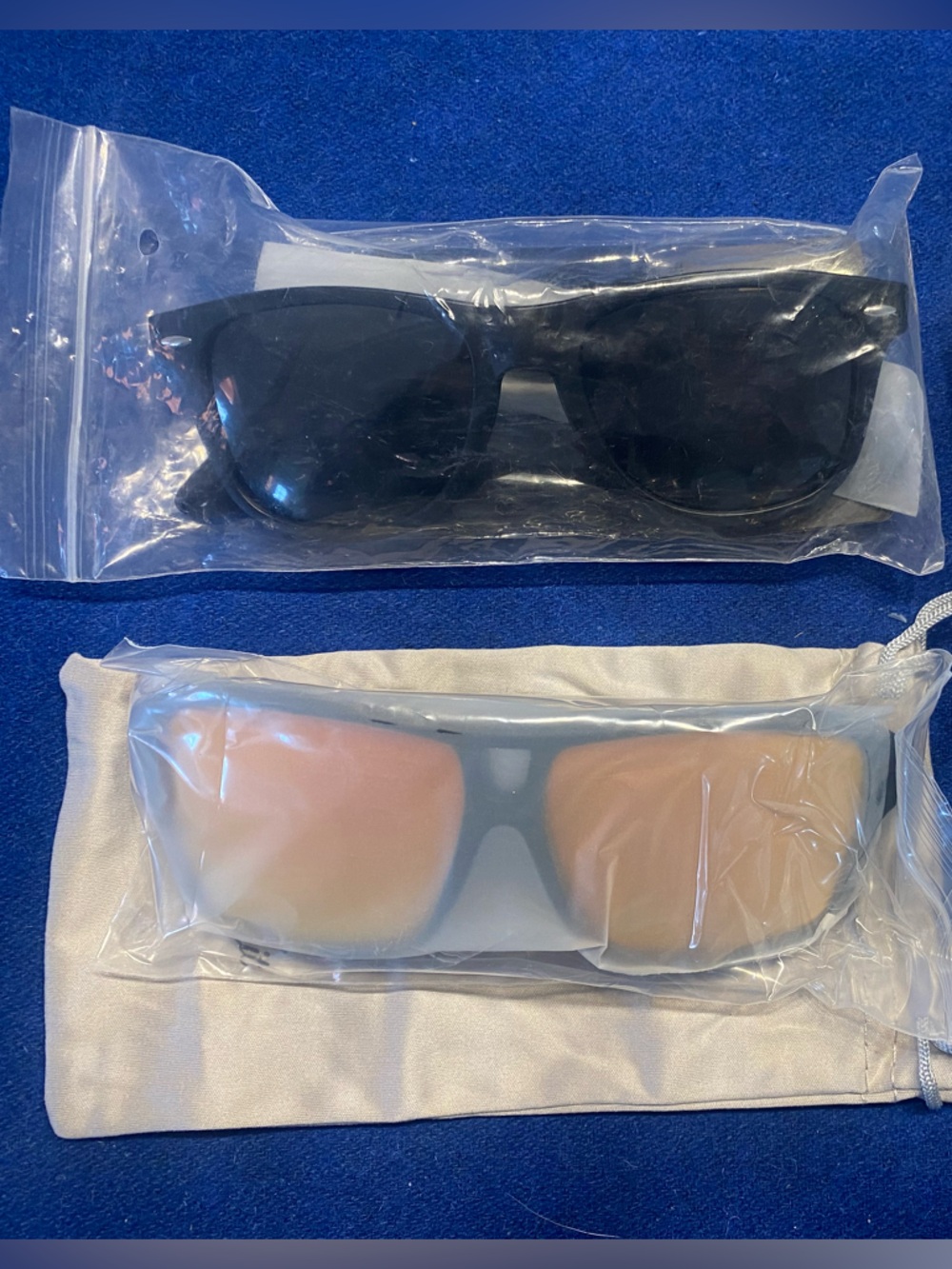 Set of Two Sunglasses - Black & Gold framed Mirror Lenses